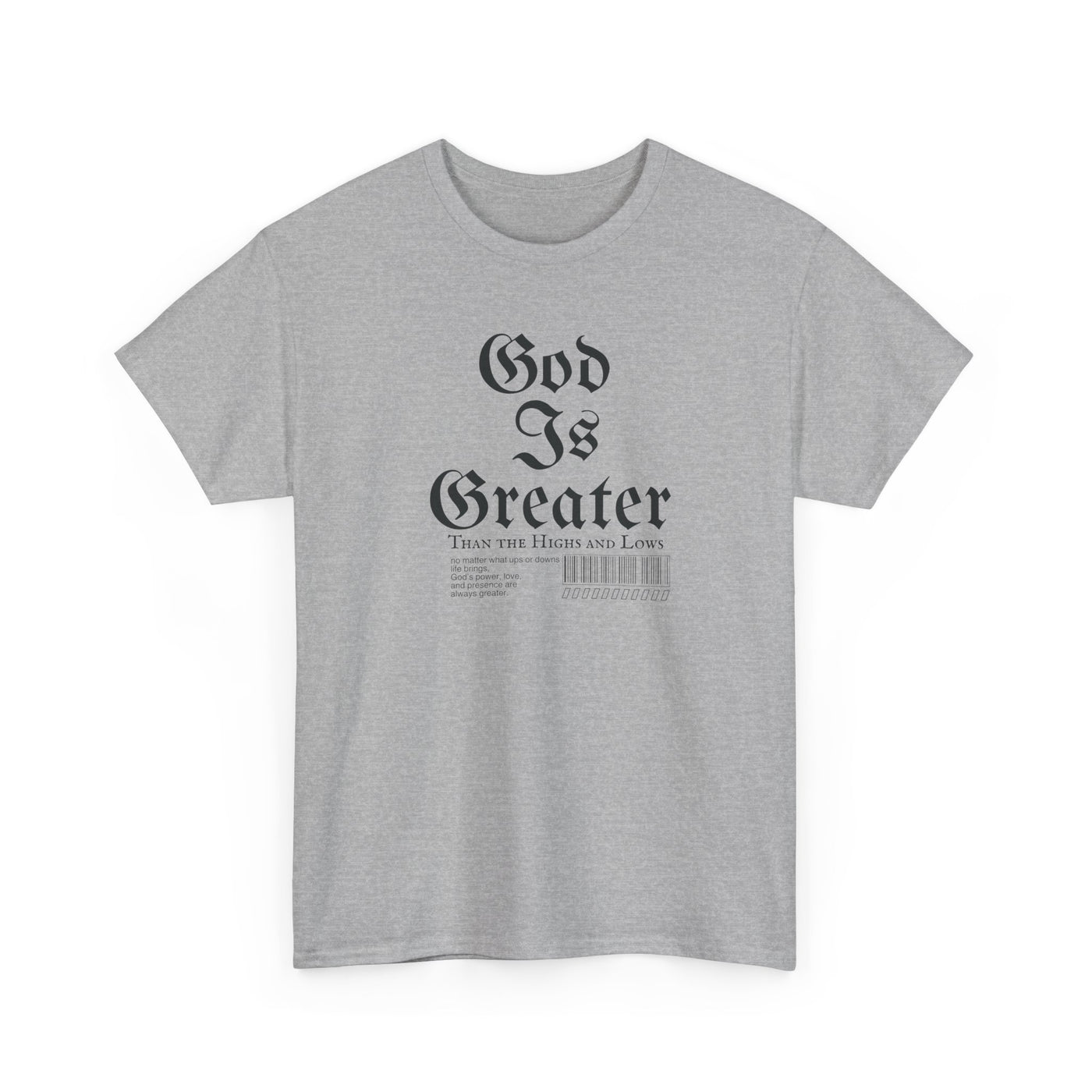 God Is Greater Unisex Heavy Cotton Tee, Faith-Based T-Shirt