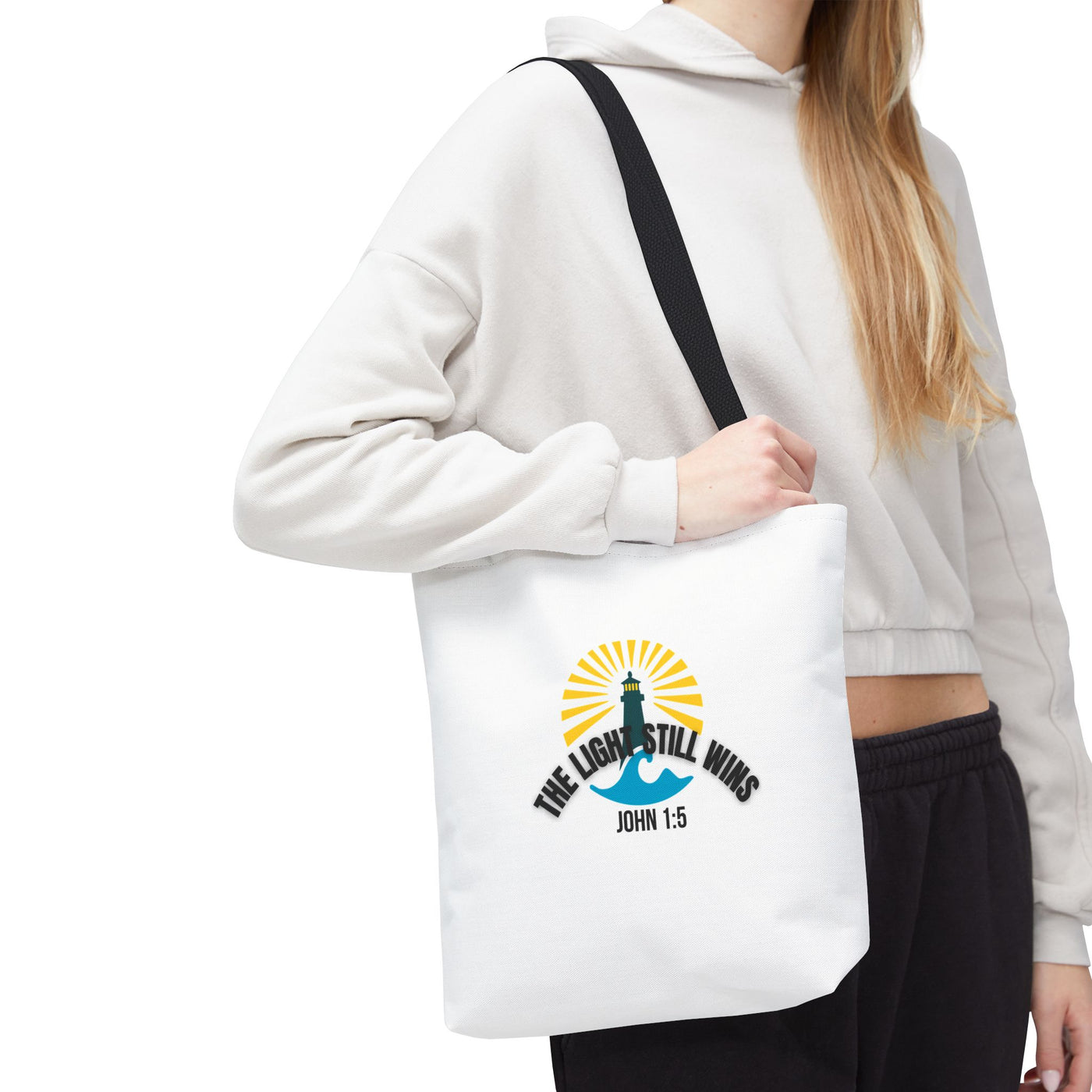 Light of Hope Tote Bag - Inspirational Messenger, Religious Tote, Everyday Carry-all