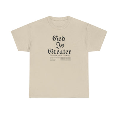 God Is Greater Unisex Heavy Cotton Tee, Faith-Based T-Shirt