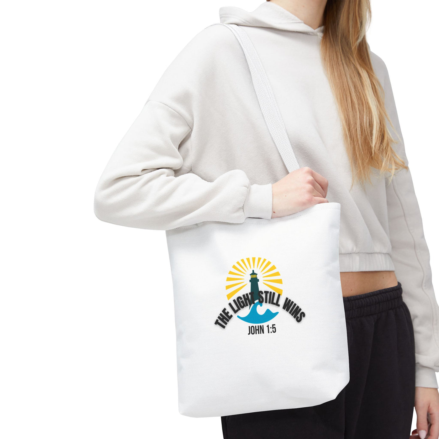Light of Hope Tote Bag - Inspirational Messenger, Religious Tote, Everyday Carry-all