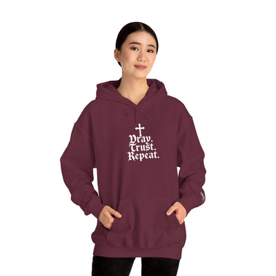 Pray Trust Repeat Cozy Unisex Hooded Sweatshirt for Every Occasion