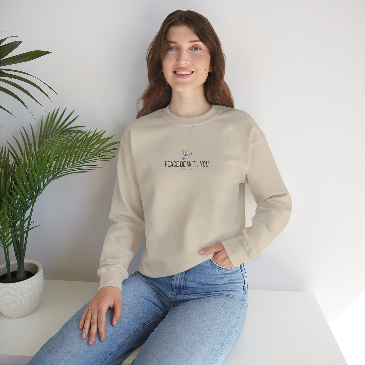 Unisex Peace Be With You  Cozy Crewneck Sweatshirt