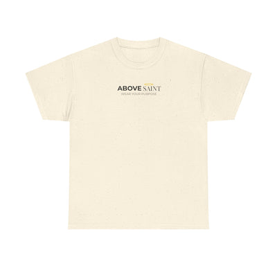 Unisex Heavy Cotton Tee with Above Saint Design