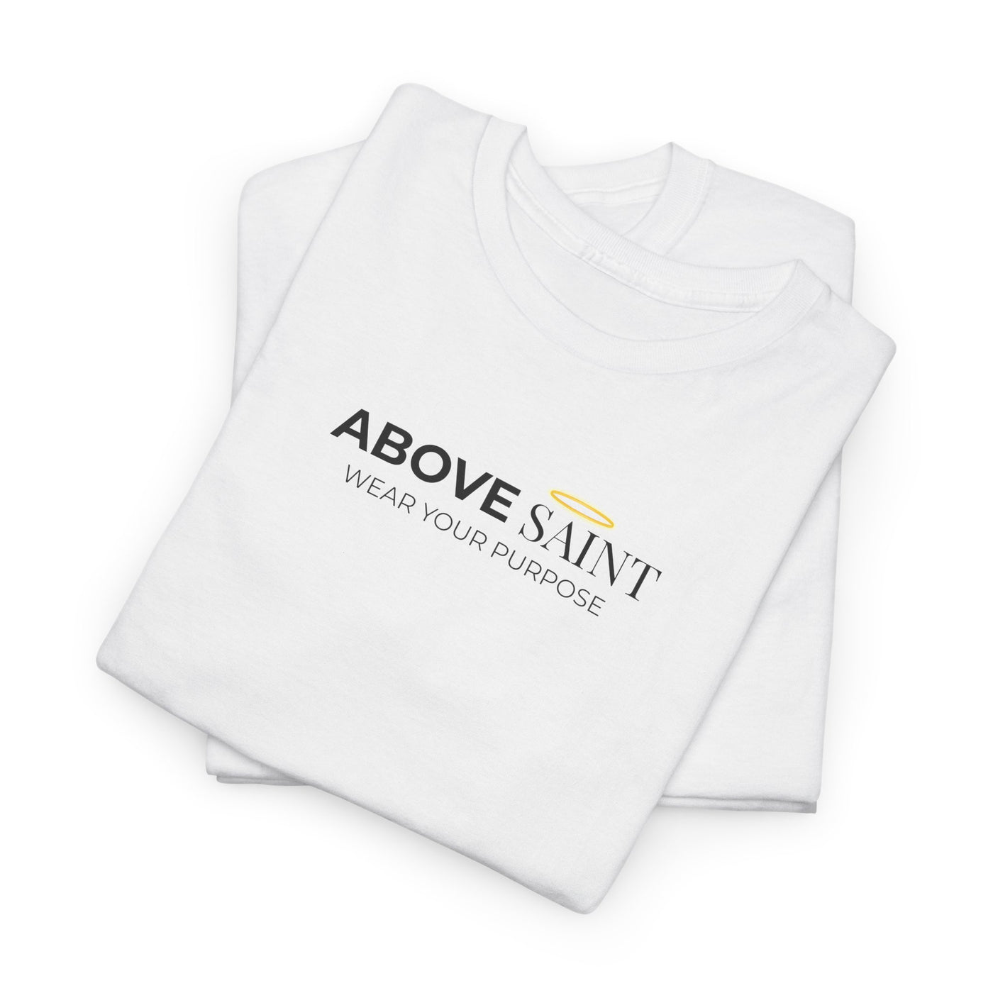 Unisex Heavy Cotton Tee with Above Saint Design