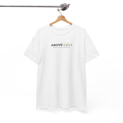 Unisex Heavy Cotton Tee with Above Saint Design