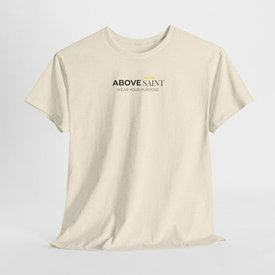 Unisex Heavy Cotton Tee with Above Saint Design