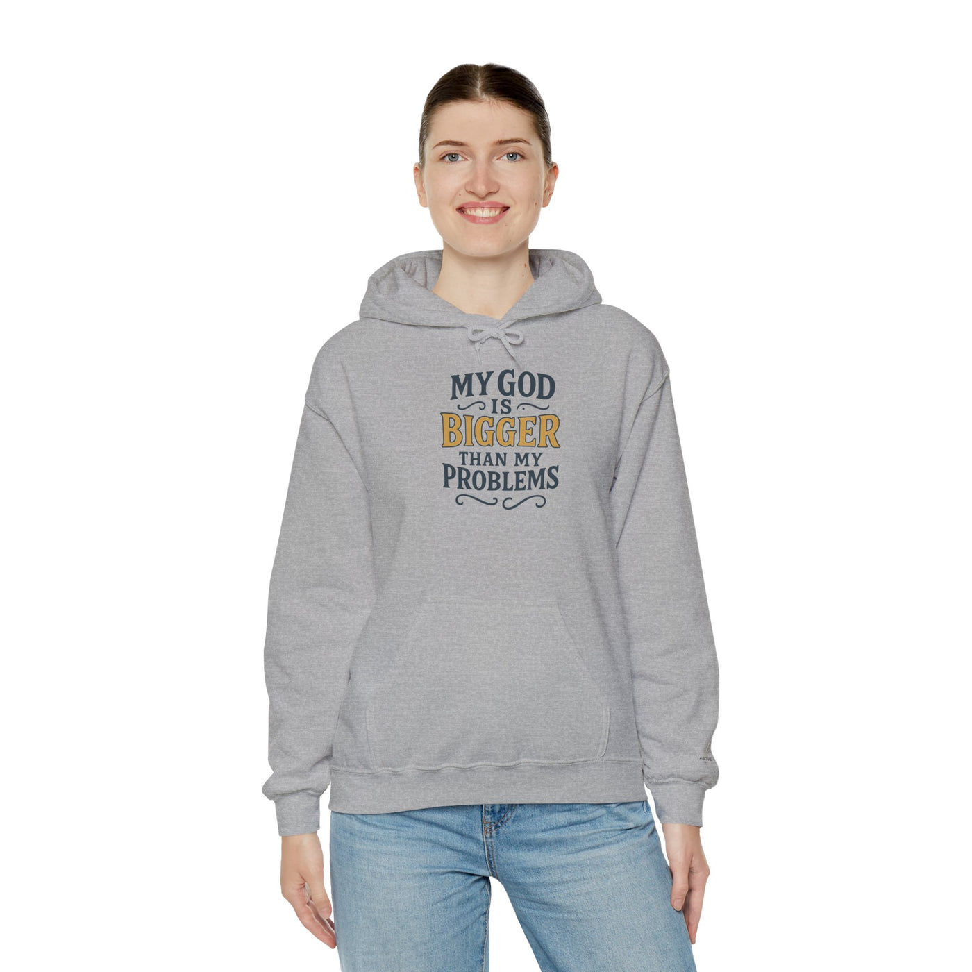 Inspirational Heavy Blend Hoodie | My God is Bigger Than My Problems