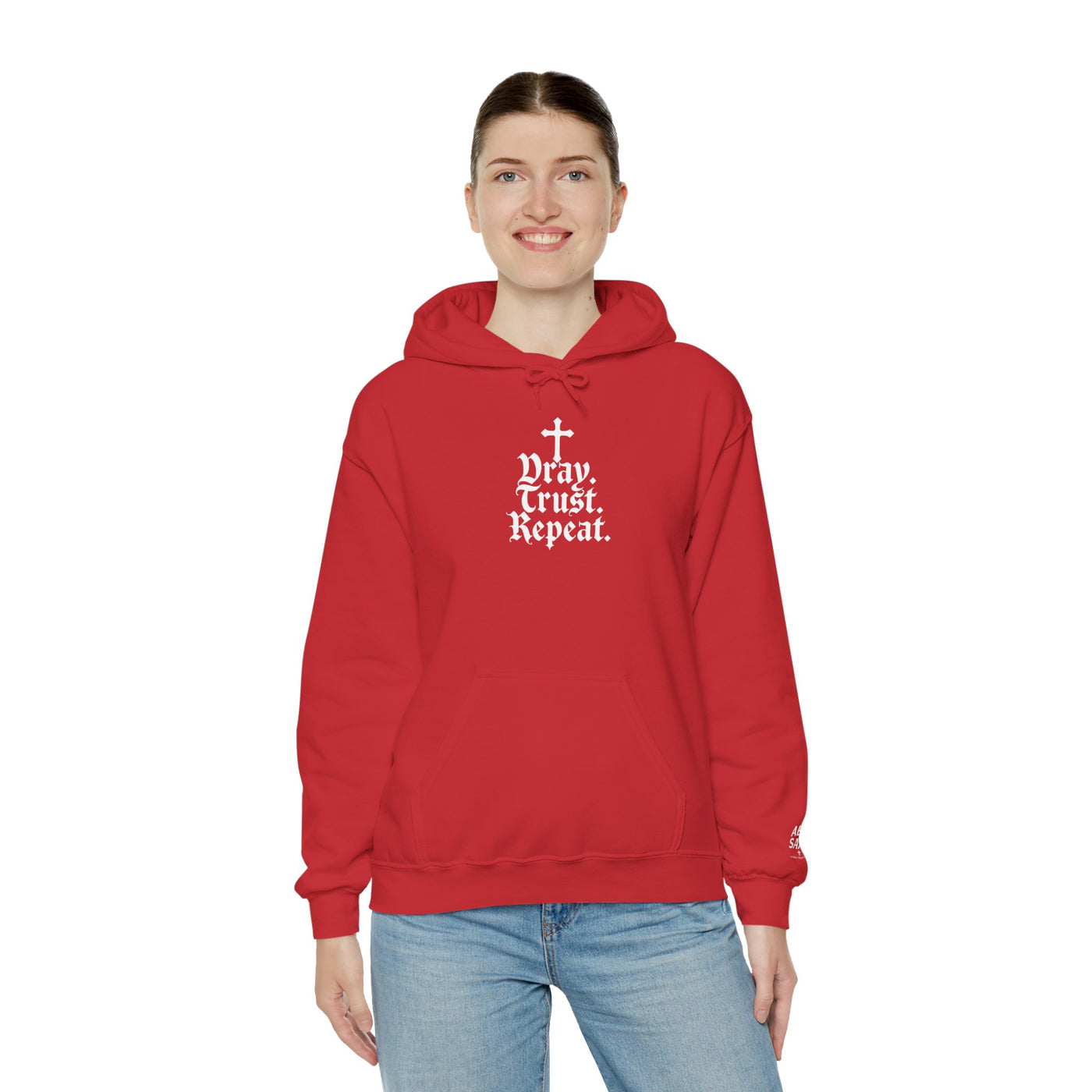Pray Trust Repeat Cozy Unisex Hooded Sweatshirt for Every Occasion