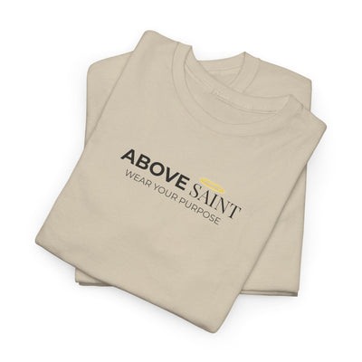 Unisex Heavy Cotton Tee with Above Saint Design