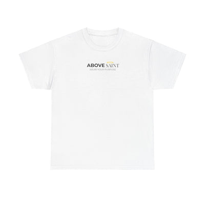 Unisex Heavy Cotton Tee with Above Saint Design