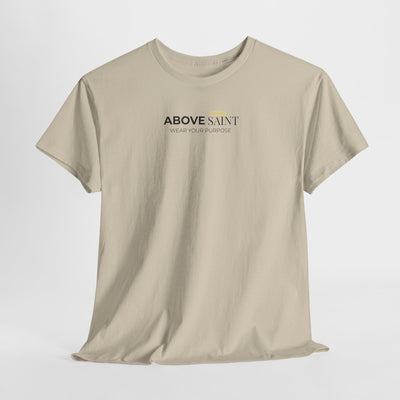 Unisex Heavy Cotton Tee with Above Saint Design