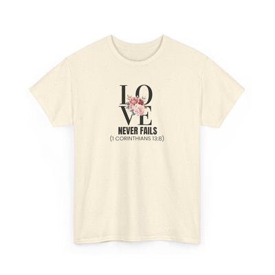Love Never Fails Unisex Cotton Tee - Inspirational Shirt
