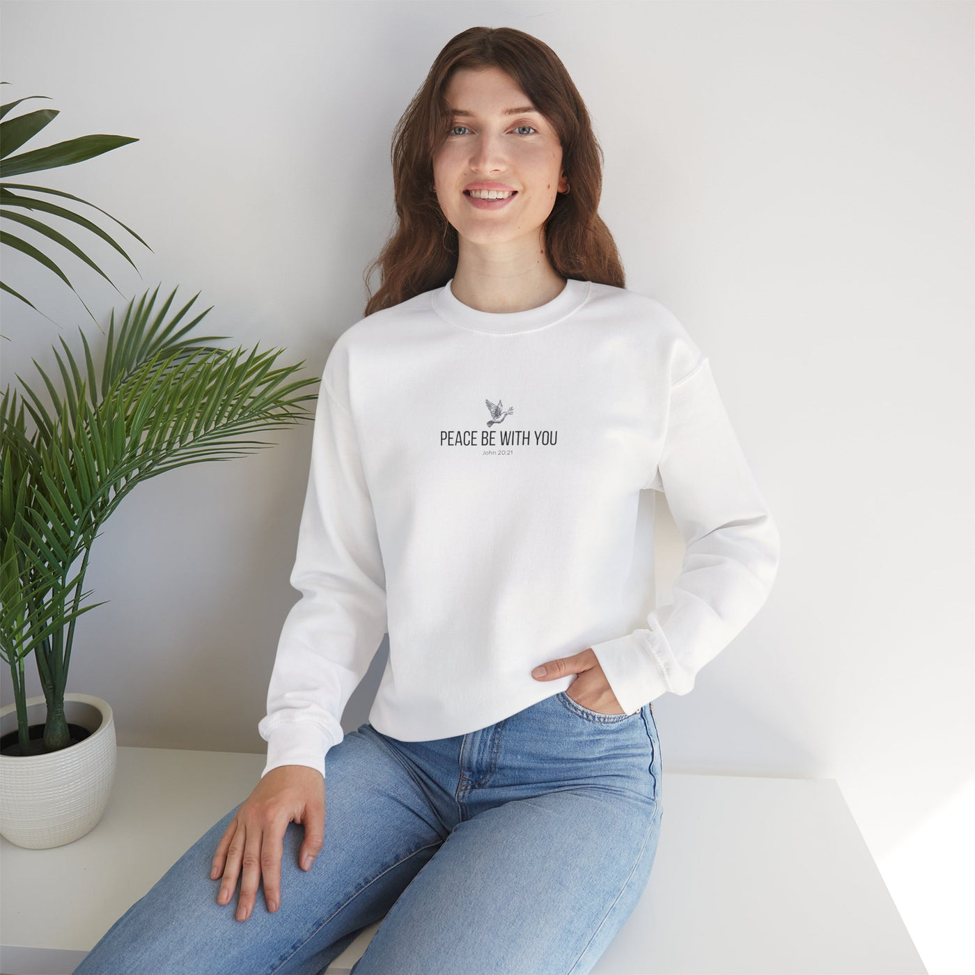 Unisex Peace Be With You  Cozy Crewneck Sweatshirt