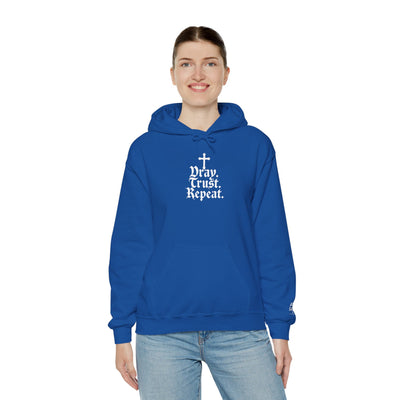 Pray Trust Repeat Cozy Unisex Hooded Sweatshirt for Every Occasion