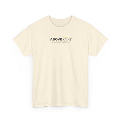 Unisex Heavy Cotton Tee with Above Saint Design