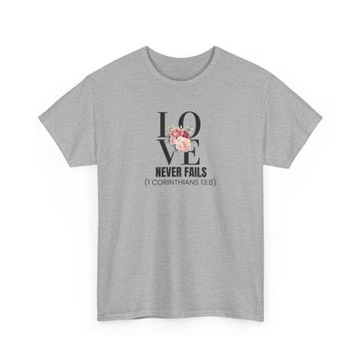 Love Never Fails Unisex Cotton Tee - Inspirational Shirt