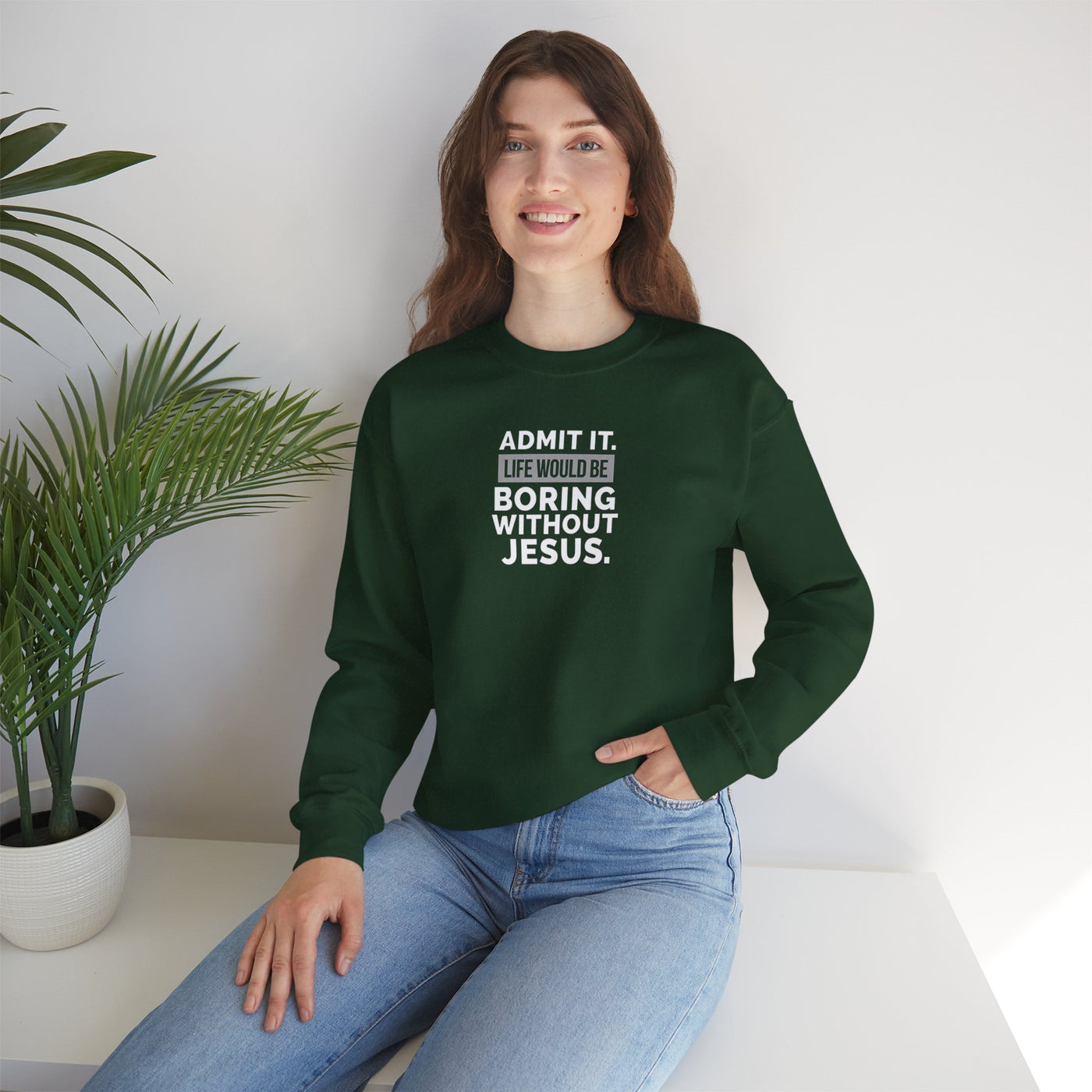Christian Sweatshirt, Unisex Crewneck Like Is Boring  Without Jesus